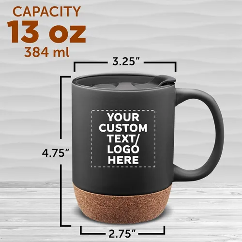 Miniatura 5 de Tazas de cerámica personalizadas Barista con fondo de corcho, 13 onzas, juego de 12/36/72, paquete personalizado a granel, perfecto para café, té