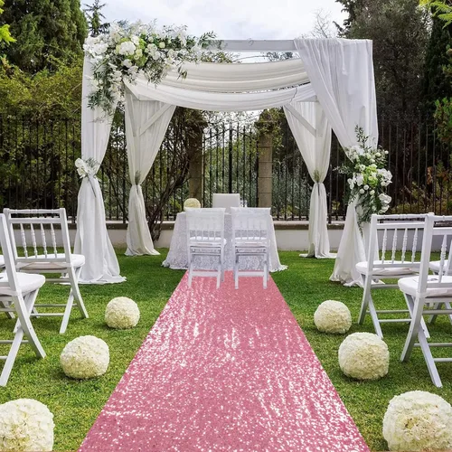 Miniatura 39 de ShiDianYi Camino de pasillo azul para boda, 15 x 2 pies, moderno, tela de malla con lentejuelas y purpurina azul bebé con lentejuelas