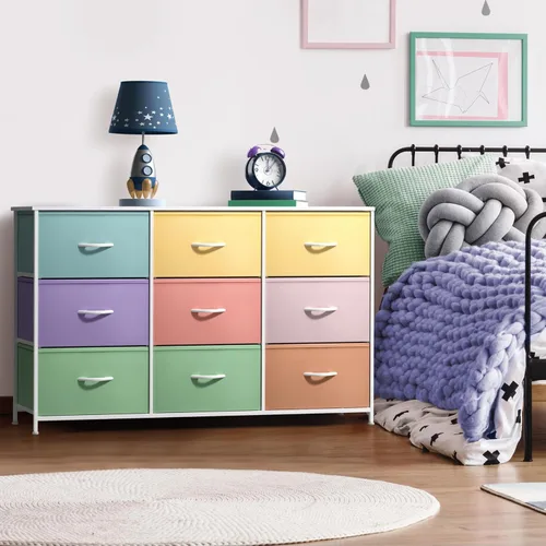 Miniatura 2 de Sorbus Cómoda para niños con 9 cajones - Unidad de almacenamiento organizadora cofre para ropa - Dormitorio, habitación de los niños, guardería