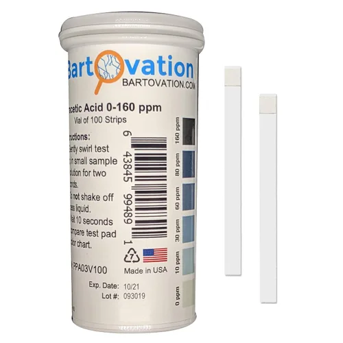 Tiras reactivas de ácido peracético, 0-160 ppm [Vial de 100 tiras]