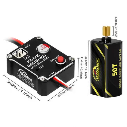 Miniatura 5 de Mini ESC cepillado 30A y 050 50T cepillado motor con soporte de motor de metal para piezas de actualización de orugas Axial SCX24 1/24 RC