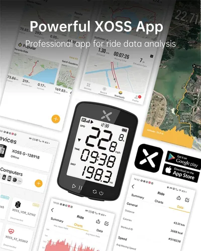 Miniatura 5 de XOSS G Gen2 - Computadora de bicicleta con GPS inalámbrica, Bluetooth IPX7, impermeable, velocímetro y odómetro de bicicleta recargable con pantalla