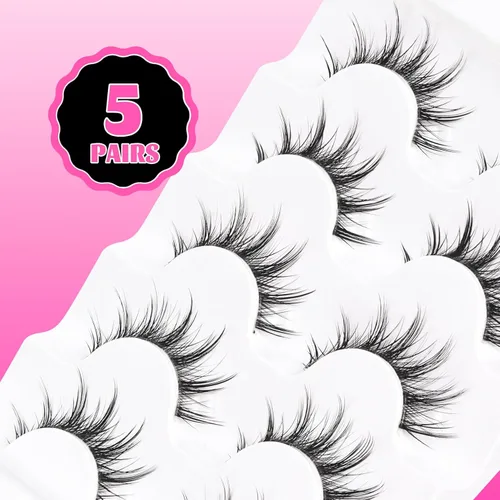 Miniatura 5 de Veleasha Pestañas postizas de manga puntiagudas, 100% hechas a mano, aspecto natural, pestañas postizas ligeras con banda transparente suave