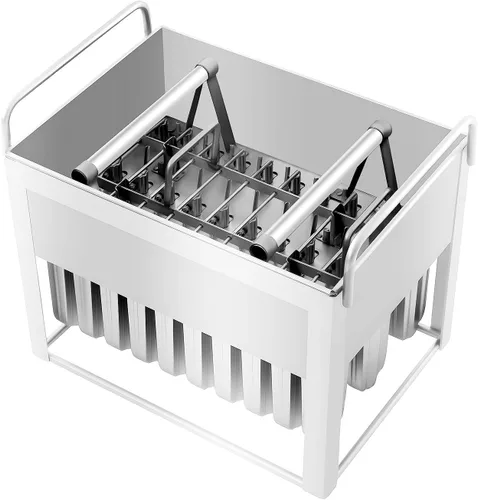 Miniatura 10 de 20 moldes de acero inoxidable para helados, 0.25 libras/una sola taza, moldes comerciales para paletas de hielo, soporte para moldes con tapa
