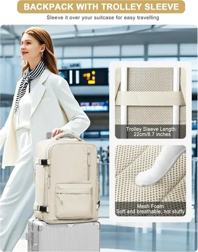 Miniatura 7 de VGCUB Mochila Grande de Viaje de Trabajo y Negocios Equipaje de Mano Aprobado para Vuelo Mochila para Laptop para Mujeres y Hombres Mochila