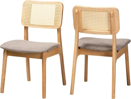 Miniatura 10 de Baxton Studio Dannon - Juego de 2 sillas de comedor, color crema/negro/marrón claro