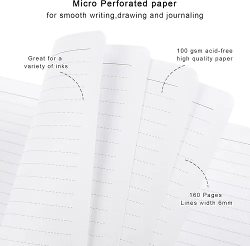 Miniatura 3 de Cuaderno rayado, tapa dura de mármol rosa, tamaño mediano de 5.7 x 8.4 pulgadas, 160 páginas de papel grueso, bonito cuaderno estético A5 con rayas