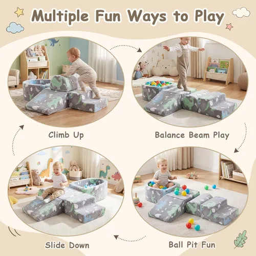 Miniatura 2 de Tiita Juego de 5 piezas para escalar y gatear para bebés, bloque de escalada de espuma para niños con pozo de bolas pequeño, escalador suave