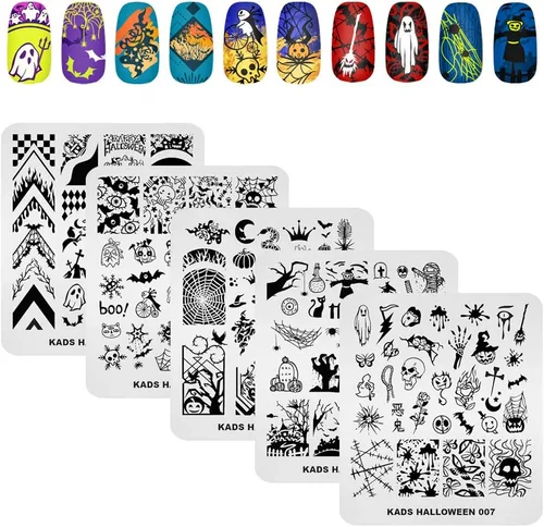 Miniatura 13 de KADS Juego de 21 platos para sellos de uñas, 20 platos, copos de nieve de Navidad, lindos animales + 1 bolsa de almacenamiento de sinfonía láser