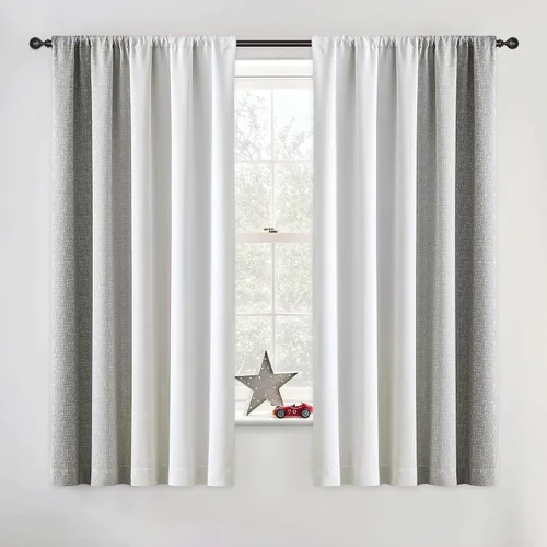 Miniatura 17 de Cortinas Ombre 100% Opacas de 63 Pulgadas de Largo 2 Paneles para Dormitorio Azul Blanco Patrón Degradado Oscurecimiento de Habitación Aislamiento