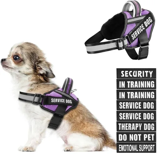Miniatura 35 de Juego de arnés y parches para chaleco de perro, arnés para perro de servicio en entrenamiento Animire con 10 parches para perros, chaleco Rosa