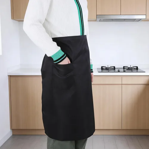 Miniatura 5 de Xthrotsenk Delantal con bolsillo para cocinero, delantal de bistró negro para servidores, unisex, para restaurante, bistró, cocina, delantales