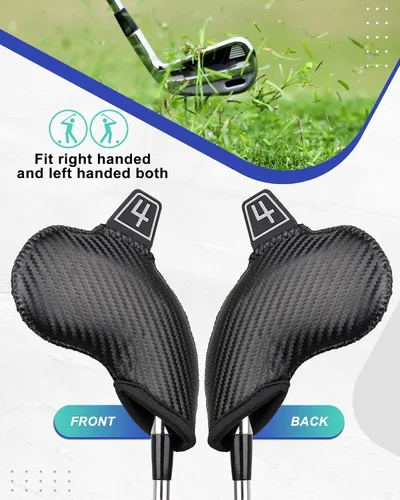 Miniatura 3 de Iron Golf Head Club Set,10pcs Golf Iron Covers, Black Leather Headcover Wedge Covers for Callaway Taylormade Ping Cobra RH and LH Etc