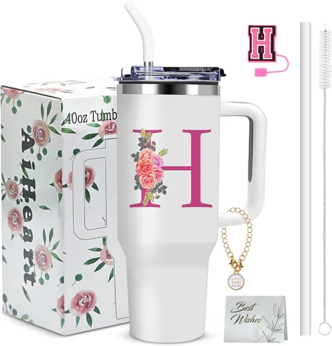 Miniatura 22 de Regalos de cumpleaños para mujeres, vaso con monograma con asa, regalos personalizados para mamá, regalo con monograma para mujer, vasos