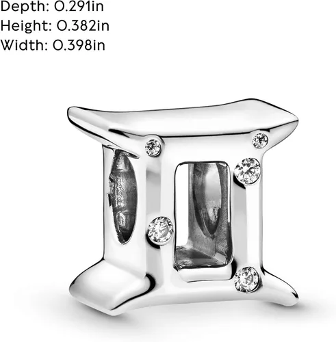 Miniatura 3 de PANDORA Joyería - Dije brillante de circonita cúbica del zodiaco de Géminis regalo para ella plata de ley Metal Circonita cúbica