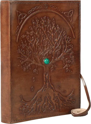 Miniatura 6 de Diario de cuero marrón de 7 x 5 pulgadas, rellenable, de papel, con forro, árbol de la vida, cuaderno de escritura hecho a mano, cuaderno de notas