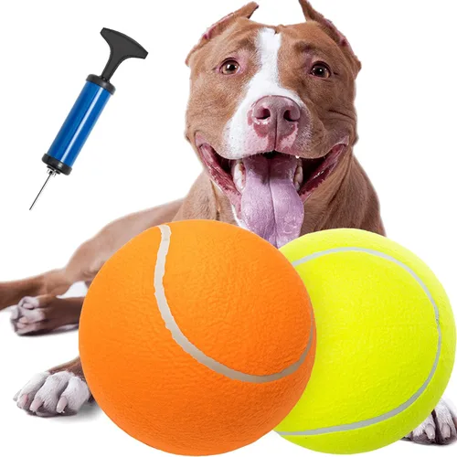 Miniatura 8 de Pelotas de tenis para perros grandes de 9.5 pulgadas, paquete de 2 pelotas de juguete para mascotas para perros pequeños, medianos y grandes