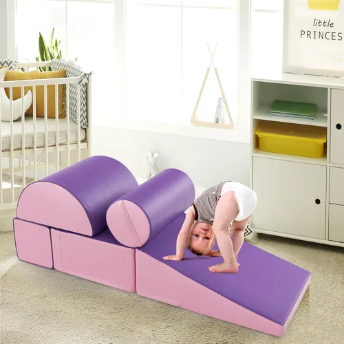 Miniatura 2 de Costzon 5 juguetes de escalada para niños pequeños, estructura de juego de bloques de espuma suave, escaladores para el desarrollo infantil, Púrpura