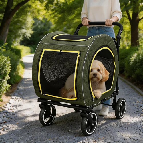 Miniatura 15 de Saudism Cochecito de perro para perros grandes y medianos, cochecito extra grande para mascotas, carro para perros para 2 perros, diseño plegable