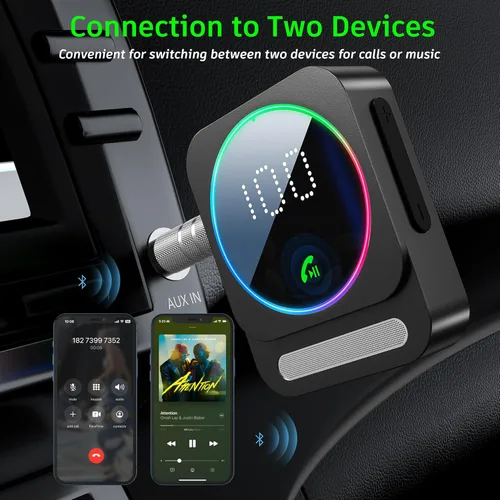 Miniatura 7 de SONRU Receptor Bluetooth 5.3 para Coche, Adaptador de Audio Inalámbrico para Coche/Estéreo de Casa/Auriculares con Cable/Altavoz, Adaptador Aux Negro