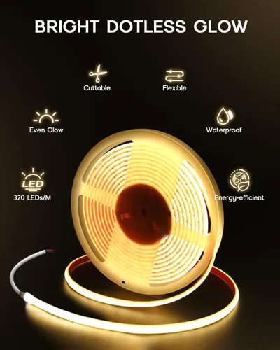 Miniatura 2 de Tiras de Luces LED COB Luz Azul, 12V 32.8 pies IP67 Impermeable Alto CRI 95Ra+ Súper Brillante, Luces Flexibles para Barco para Pesca Nocturna