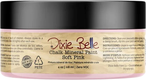Miniatura 222 de Dixie Belle Paint Company - Pintura con acabado de tiza para muebles, color negro (Caviar), 1 galón, 128 fl oz, pintura mineral color rosa intenso