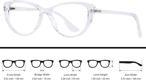 Miniatura 5 de ANDWOOD Gafas de bloqueo de luz azul para mujer, bloqueo de luz azul, para computadora, ojo de gato, transparente, montura AR003 Cateye Crystal