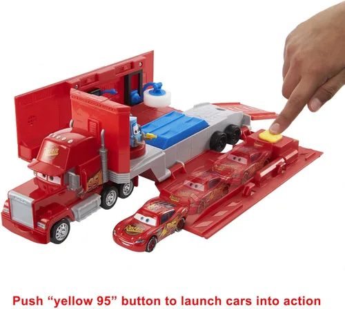 Miniatura 12 de Mattel Disney and Pixar Cars Transforming Mack Playset, camión de juguete 2 en 1 y estación de afinación con lanzador, elevador y más, gráficos