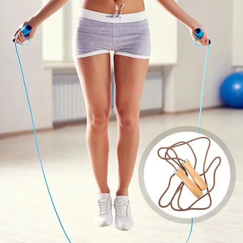 Miniatura 8 de NOLITOY Weighted Leather Jump Rope with Smooth Wooden Handles Indoor Outdoor Fitness Skipping Rope for Physical Education and Strength Training