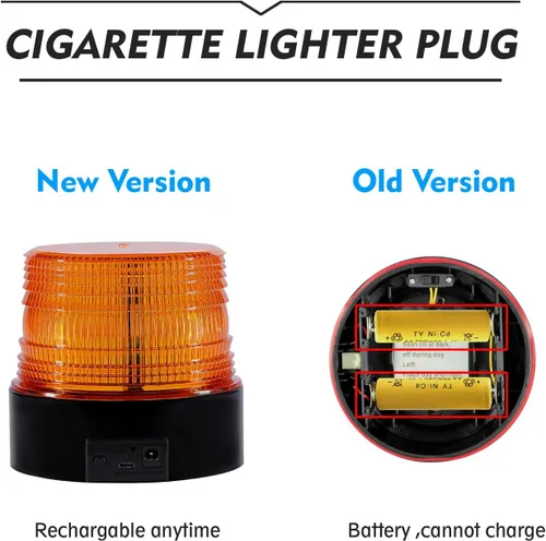 Miniatura 4 de AnTom Luz estroboscópica LED inalámbrica, batería de 12-24 V, luz de advertencia intermitente magnética de emergencia ámbar, para carretillas