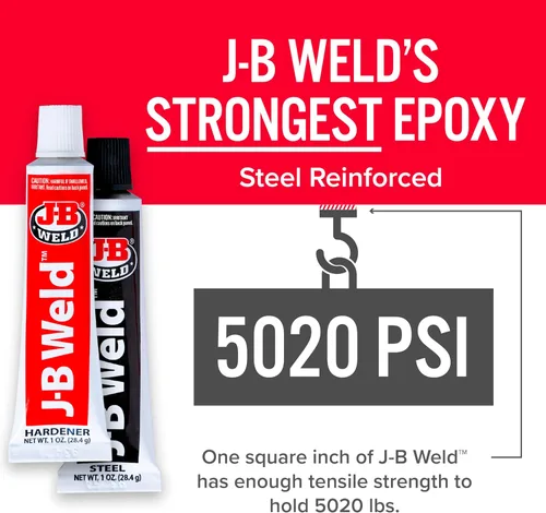 Miniatura 2 de J-B Weld Epoxi original, epoxi reforzado con acero, alta resistencia, paquete de 2, gris oscuro (8265S-2)