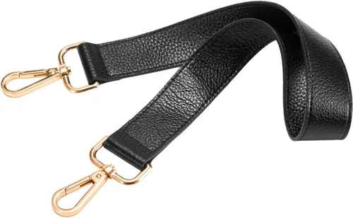 Correa de repuesto de cuero de 24.8 pulgadas para bolsos de mano y bolsos de hombro con hebillas de metal Negro