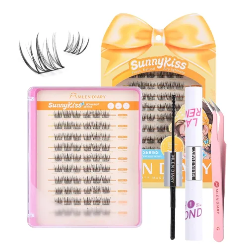 Miniatura 17 de MLEN DIARY Lash Clusters Kit 80PCS Natural Eyelash Clusters C Curl Wispy DIY Eyelash Extensions Kit with Lash Bond and Remover Tweezers 8.5-12.5mm