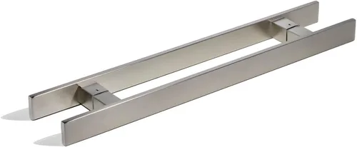 Miniatura 13 de Manija de puerta negra mate de 32 pulgadas de largo, de 1 cara, moderna manija de puerta delantera de acero inoxidable para puertas de vidrio