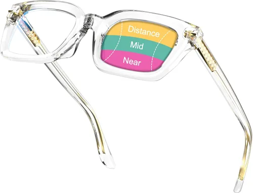 VISOONE Lentes de lectura multifocales progresivos, bisagra de resorte, bloqueo de luz azul, para mujeres y hombres, 2.0x Transparente