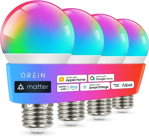 Miniatura 15 de OREiN Matter - Bombilla inteligente, bombillas inteligentes con control remoto que funcionan con Apple Home, Alexa, Google Home, SmartThings
