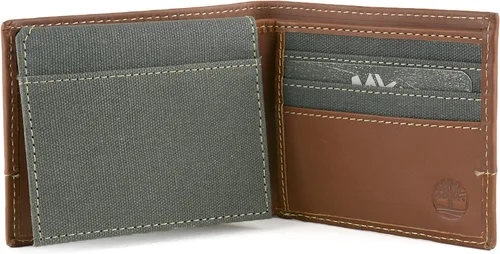 Miniatura 15 de Timberland Cartera de lona de cuero Baseline para hombre con bolsillo abatible adjunto