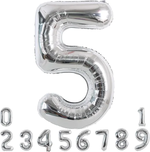 Miniatura 7 de TONIFUL Globos plateados de 40 pulgadas con números grandes del 0 al 9, número 8, globos digitales de aluminio de helio Mylar con números grandes