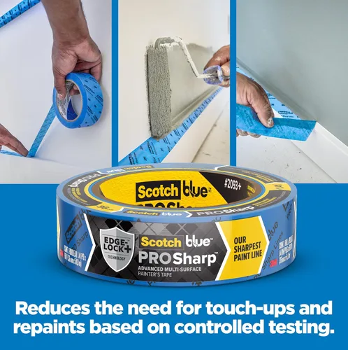 Miniatura 4 de ScotchBlue PROSharp Cinta de Pintor de 2 pulgadas de ancho (1.88 pulgadas x 60 yardas), 3 rollos de cinta azul que protege superficies y se quita