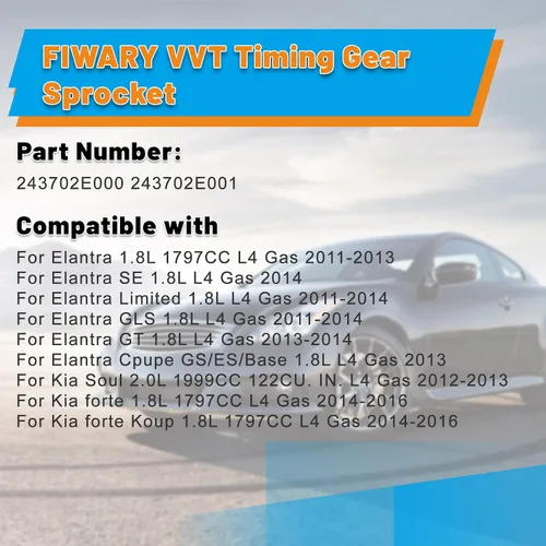 Miniatura 2 de Juego de piñones de sincronización VVT de admisión y escape 243502E001 243702E000 solo para motor NU de 1.8L emparejado con G4NB 0.315 in cigüeñal