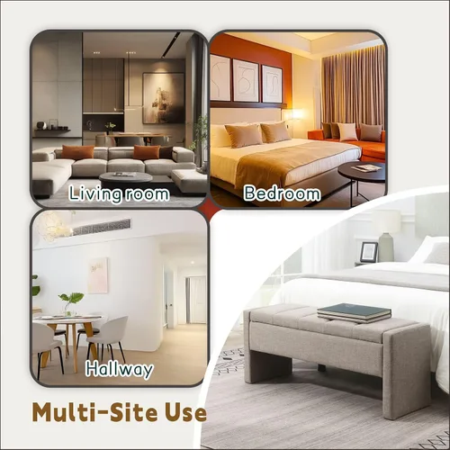 Miniatura 6 de Otomana de 47.25'' con almacenamiento, banco de almacenamiento al pie de la cama, banco de entrada - reposapiés multifuncional tapizado en lino