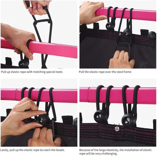 Miniatura 6 de Trampolín de Fitness Newan de 48" con Barra de Manija Ajustable, Trampolín Silencioso Bungee Rebounder Saltador Entrenador Cardiovascular