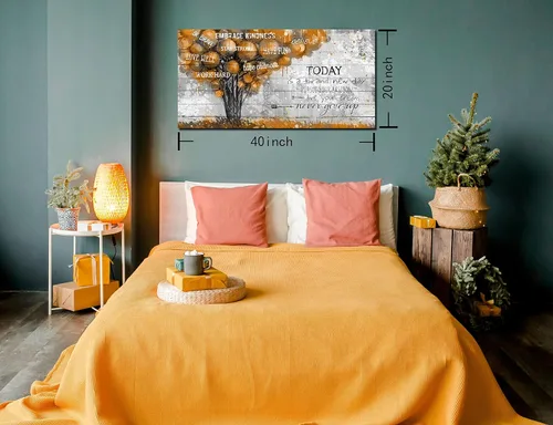 Miniatura 7 de Cita inspiradoras, imágenes de árbol marrón, decoración de pared para dormitorio - Citas positivas, arte de pared en lienzo para sala de estar