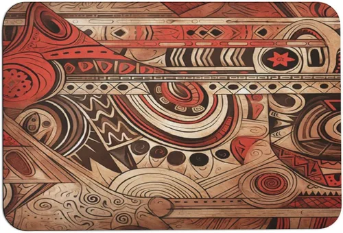 Miniatura 13 de Tapetes de baño para baño, color rojo, beige, marrón oscuro, patrón de tribu secreta, estilo bohemio, absorbente de agua, antideslizante, alfombra