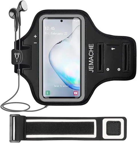 Brazalete para Galaxy Note 10+, 9, 8, JEMACHE Gym Run, resistente al agua, para Samsung Galaxy Note 8/9/10 Plus con soporte para llaves (negro)
