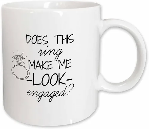 Miniatura 10 de 3dRose Taza de café, tamaño – 11 oz – ¿Este anillo me hace mirar comprometido negro con fondo blanco divertido dicho – divertido regalo de taza