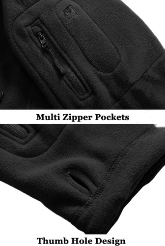 Miniatura 7 de BIYLACLESEN Chaquetas tácticas de forro polar Softshell para hombre con cremallera completa