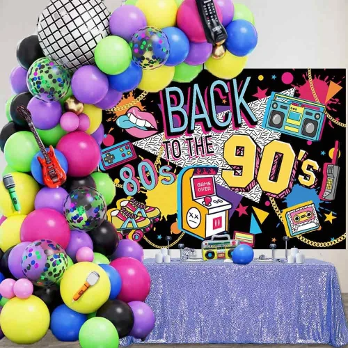 Miniatura 3 de Sensfun Back to The 80s 90s Backdrop Hip Hop Graffitti I Love The 80's 90's Fondos de fotos para adultos Decoración de fiesta de cumpleaños Retro