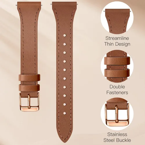 Miniatura 7 de JR.DM Paquete de 2 correas delgadas de cuero para mujer compatibles con Samsung Galaxy Watch 7/6/5/4/Active 2/4 Classic/6 Classic/5 Pro/FE 1.575 in