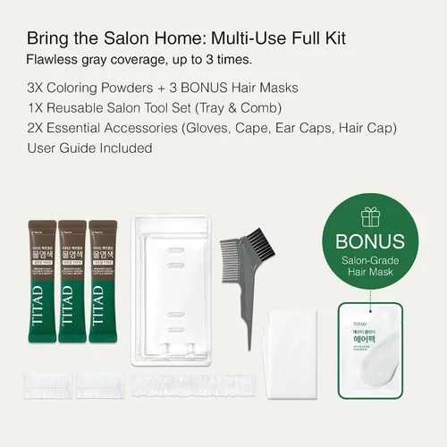 Miniatura 6 de Tinte coreano para el cabello, marrón oscuro, polvo de color mezcla de agua para hasta un 100% de cobertura de canas, sin amoníaco, sin PPD